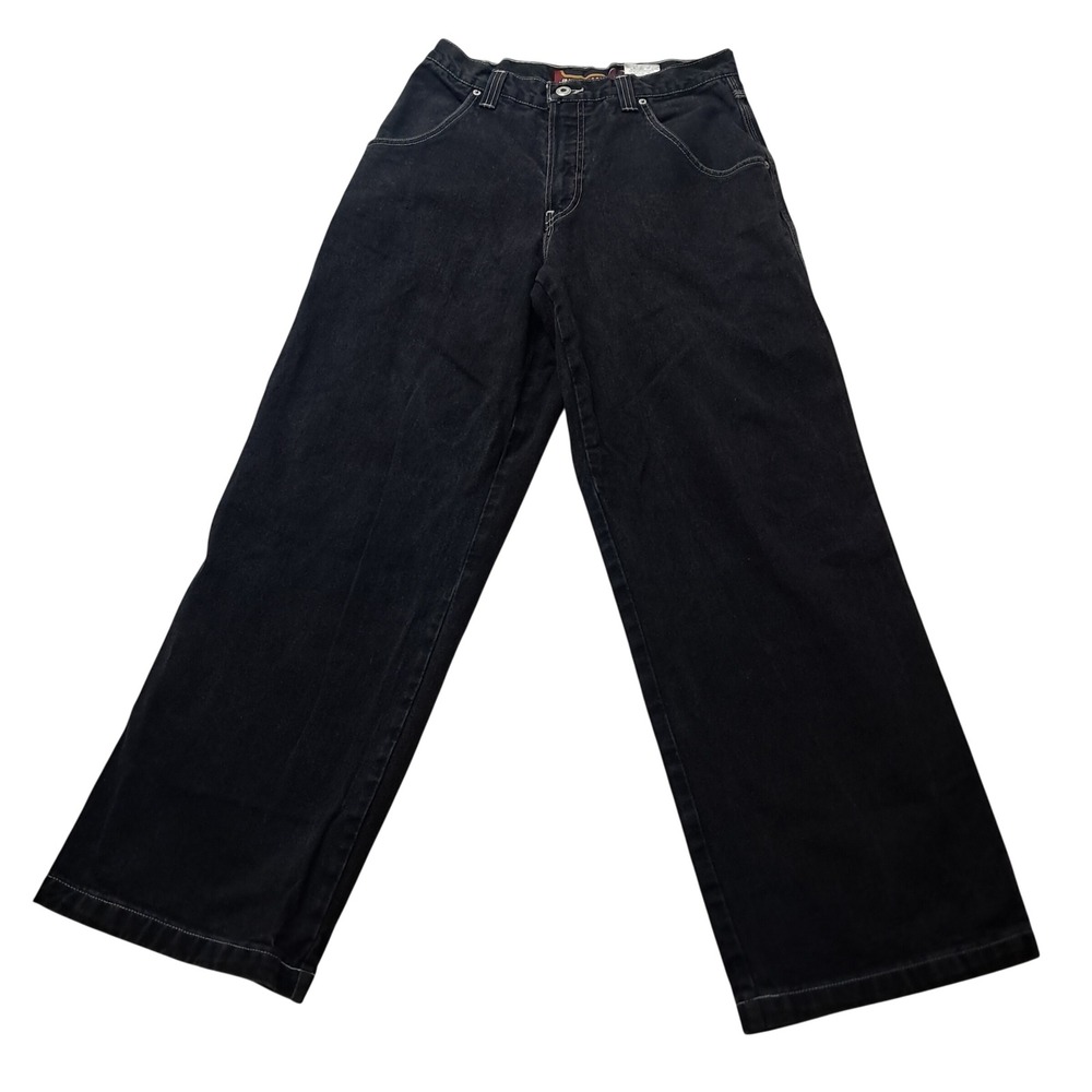 Vintage JNCO Jeans Mens 33 x 34* Black Wide Leg Baggy Contrast Stitch Y2K 90s